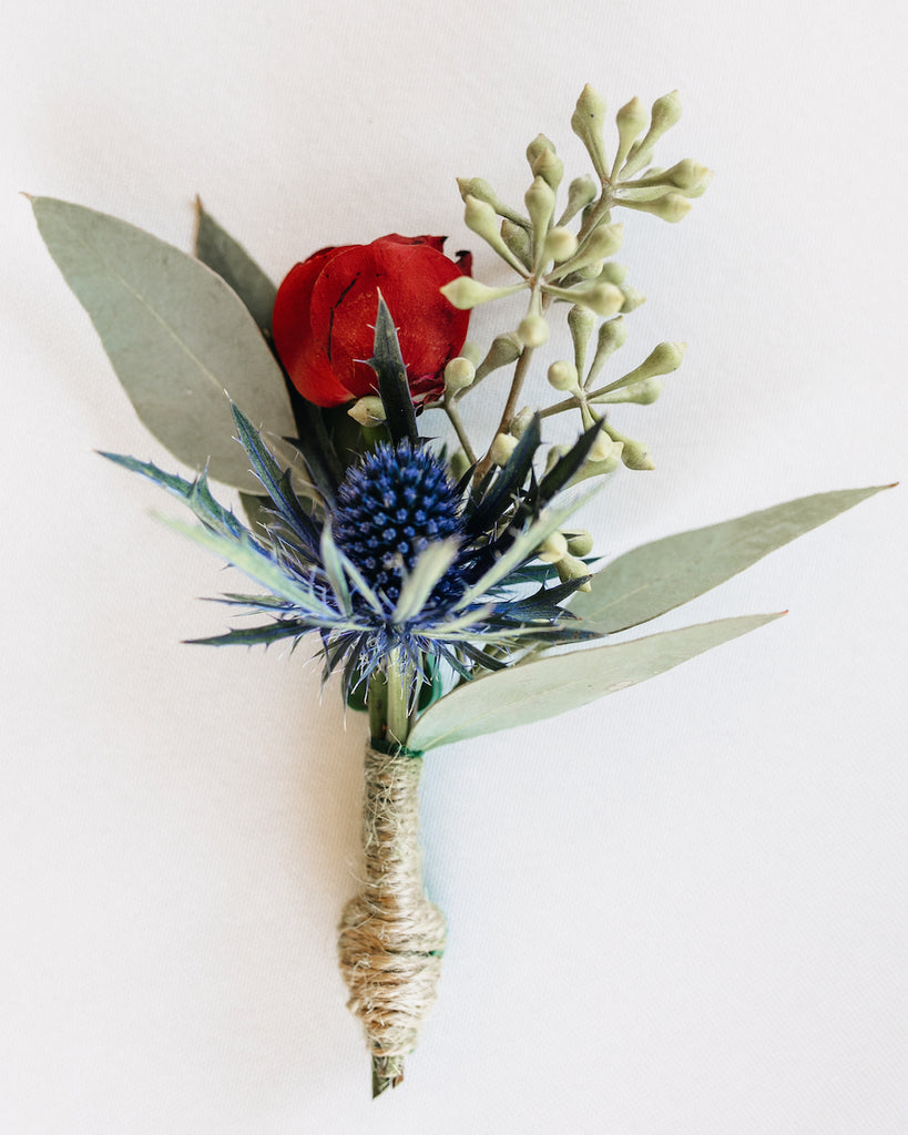 DIY Red And Blue Boutonniere