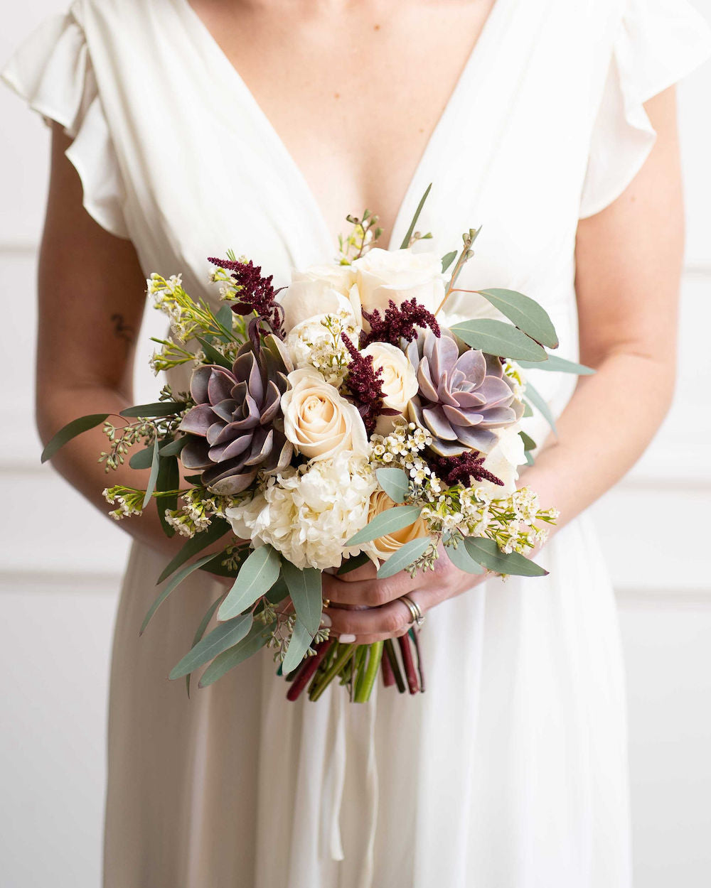 DIY Wedding Flowers - Burgundy Beauty  Peony & Succulent Bouquets –  Kukka Flowers